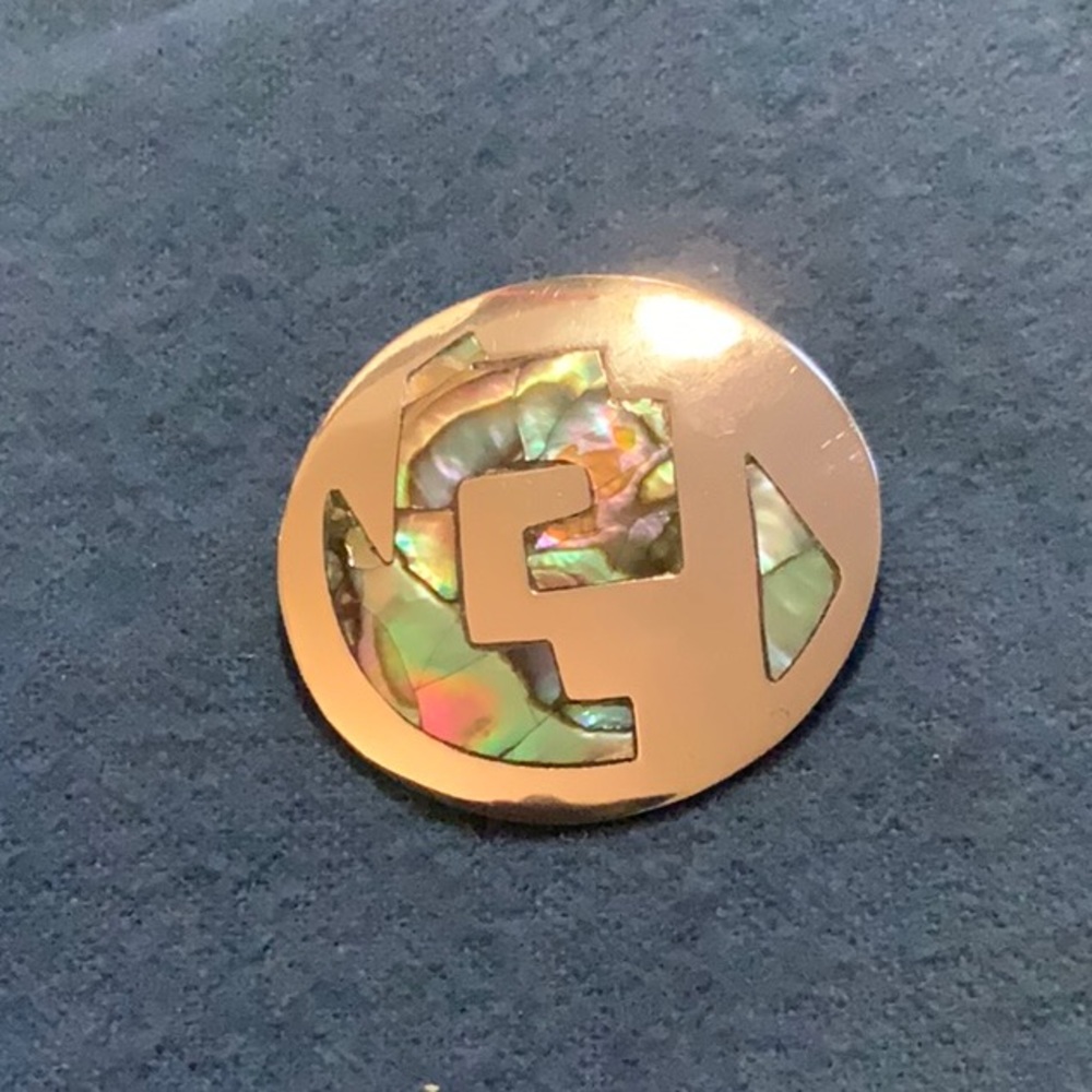 Vintage Silver and Abalone Pin made in Mexico.